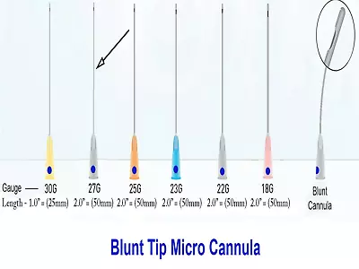 Premium Micro Cannula Blunt Tip Blunt Flexible Cannulas 18G 22G 23G 25G 27G 30G • £83.98