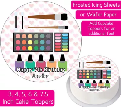 Makeup Edible Wafer & Icing Personalised Cake Topper Decoration Lipstick Eye Lip • £2.25