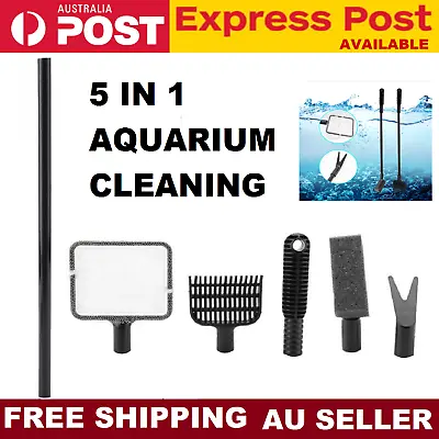$9.89 • Buy 5 In 1 Aquarium Fish Tank Cleaner Set Water Kit Pump Grass Scraper Cleaning Tool