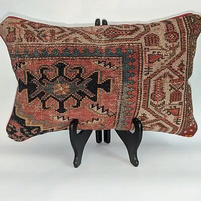 Antique Vintage Kilim Rug Pillow Handmade Woven Wool Lumbar 17 X 11 Turkish • $59.99