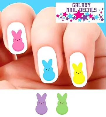 Waterslide Nail Decals - Set Of 20 Easter Colorful Marshmallow Bunnies Assorted • $1.95