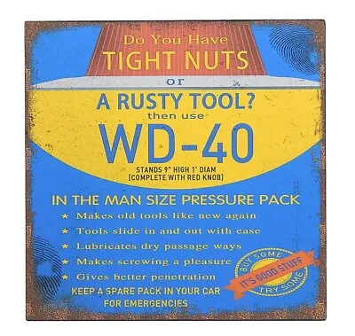 WD-40 Tight Nuts Rusty Tool Vintage Funny 5x5 Novelty Garage Sign Shelf Sitter • $11.99