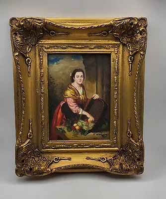 Vintage R. Wilson Oil On Board Painting In Gilted Frame Lady 29cm X 25cm • £80