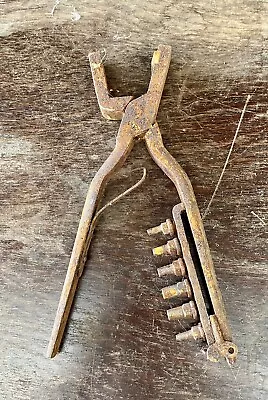 Vintage Metal Leather Hole Punch Pliers  Old Tool 11” 822g Collectable • £8.99