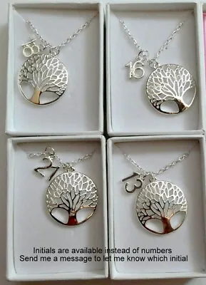 Tree Of Life Birthday Necklace In Gift Box & Organza Bag & Number Or Initial  • £6.95