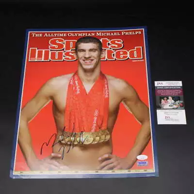 Michael Phelps Signed 2008 Sports Illustrated Cover Poster Auto JSA COA ZJ9717 • $99.99