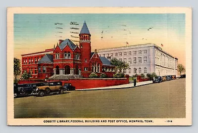 Old Postcard Cossitt Library Federal Building US Post Office Memphis TN 1939cars • $8.99