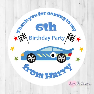 Racing Car Boy's Personalised Birthday Party Stickers -Thank You Bag Labels • £3.45