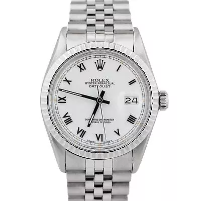 $4493.44 • Buy Rolex DateJust 36mm White Roman Jubilee Stainless Steel Automatic Watch 16030