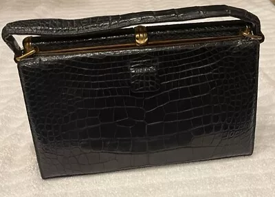 Lucille De Paris Black Alligator Handbag Strap 50's Vintage • $99