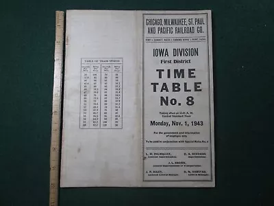 1943 Milwaukee Road - Iowa Division  ETT 8 Employee Timetable   100 • $21.52