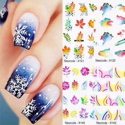 Nail Water Decals Stickers Wave Leaves Flower Butterfly Nail Art Decoration • $0.73