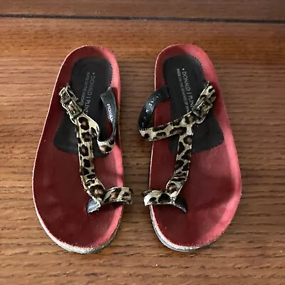 Donald J. Pliner Slip On Animal Leopard Sandal Red Velvet Size 8 • $35