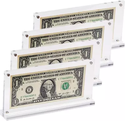 Dollar Bill Display Case Dollar Frame Clear Paper Money Holder 7.3  X 3.5  4Pack • $37.99