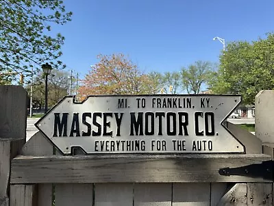Massey Motor Co. Franklin KY • Vintage Arrow Tin Sign • $1299.99