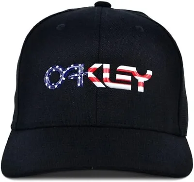 Oakley B1B Metallic Destination American Flag Hat Fitted Cap Black Small/Medium • $24.50