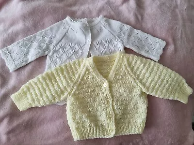 Vintage Baby Matinee Jacket HARRINGTONS Brand & 1 Lemon Hand Knitted Cardigan... • £8