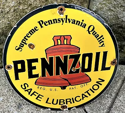 Vintage Pennzoil Sign Lubrication Gas Oil Service Station Pump Porcelain Sign • $129.99