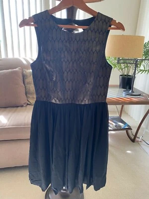 £6.84 • Buy MaxandCleo BCBG LUCY COCKTAIL DRESS BLACK GOLD METALLIC PLEATED OPEN BACK 6 EUC