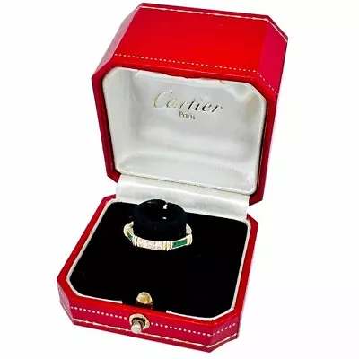 Cartier Vintage Emerald Diamond 18k Yellow White Gold Contessa Ring With Box • $5311.67