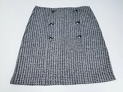 St. John Women's Skirt Sz 12 Gray Navy Multi Sailor Tweed Button A Line NWT $595 • £113.95