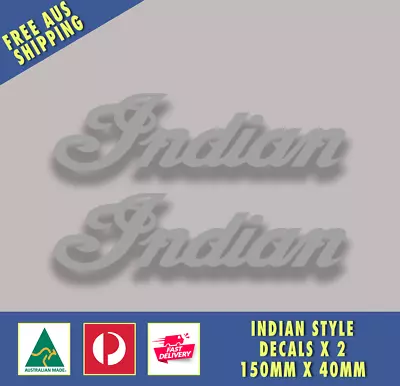 Indian Style Decals X 2 GLOSS SILVER Sturgess Sticker BONNEVILLE USA • $14.95