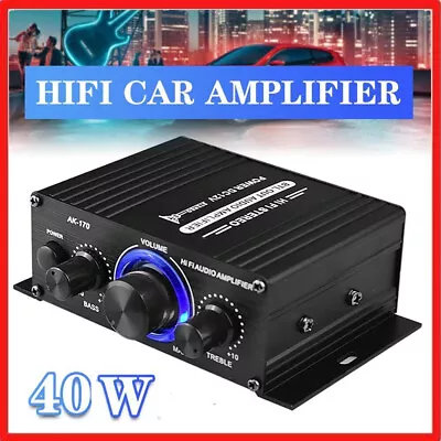 40W Power Digital Amplifier Hi-Fi Mini Stereo Audio AMP USB FM Mic Home Car New • £10.99