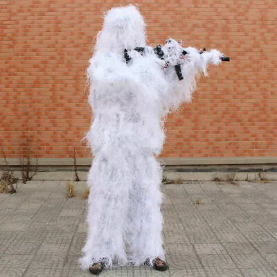 Snow Camo Ghillie Suit For Men Hunting Airsoft Gilly Suit Hooded Gilley Suit... • $36.99