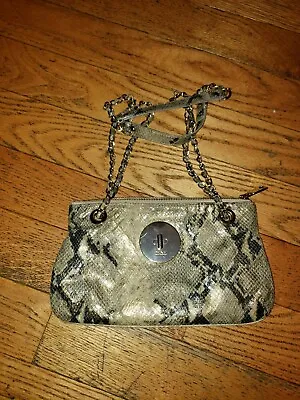 $34 • Buy DKNY Metallic Python Snakeskin Leather Handbag Gold Chain & Leather Strap