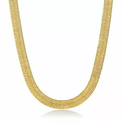 7mm Herringbone Chain Necklace 14K Yellow Gold Plated Over 925 Sterling Silver • $71.39