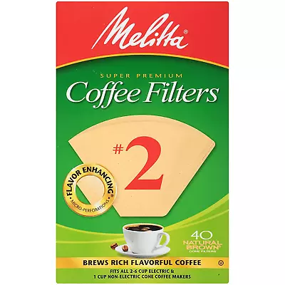 Melitta Natural Brown #2 Cone Paper Coffee Filters  40 Count • $6.56