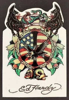 Classic Peace Flag STICKER W/ Logo Decal Ed Hardy Kiss Cut Out Of Print! • $7.49