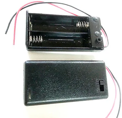 Pack Of 2 - NEW 2 AA Battery 3V Holder Box Case With Switch Black ON/OFF • $8.95