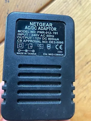 £6 • Buy 12V 0.8A NETGEAR PWR-012-701 AC/DC Power Supply Adapter Charger
