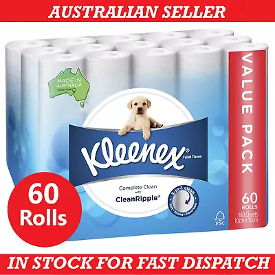 $59.99 • Buy New Kleenex Toilet Paper Tissue Rolls 2 Ply 180 Sheets Soft Toilet Roll Bulk AU