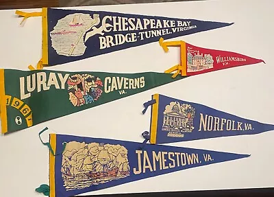 Lot Of 5 Vintage Felt Souvenir Travel Pennants Virginia • $42.98