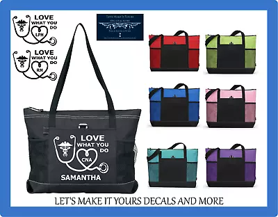 Cna Lpn Rn Nurse Personalized Tote Purse Bag Stethoscope Heart Love What You Do • $20.95