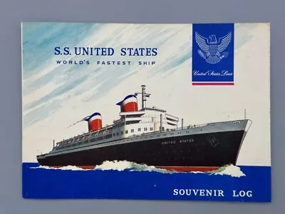 1963 S.S. UNITES STATES Lines STEAMSHIP Souvenir LOG Abstract • $21.50