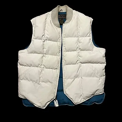 Vintage Eddie Bauer Cream Quilted Down Vest 70’s 80’s XL • $100