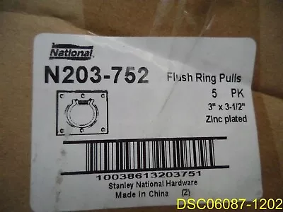 Qty = 5: NATIONAL N203-752 ZINC PLATED 3  X 3 1/2  TRAP DOOR FLUSH RING PULLS • $28.99