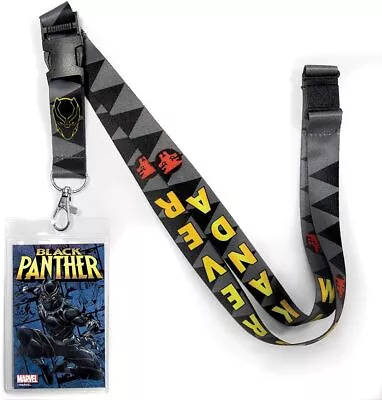 Marvels Black Panther Image Wakanda Forever Lanyard W/ Logo Badge Holder UNUSED • $7.99