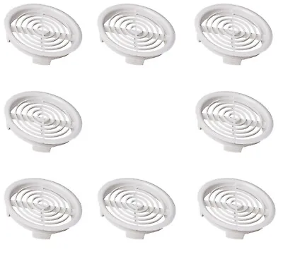 8 X White Plastic 70mm Round Soffit Air Vents UPVC Push Fit Eaves Disc Fascia • £5.99