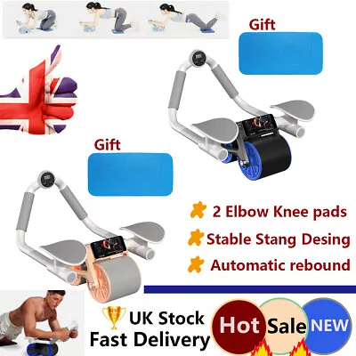 Abdominal Wheel AB Roller Automatic Rebound Elbow Support Fitness Train Workout • £10.80