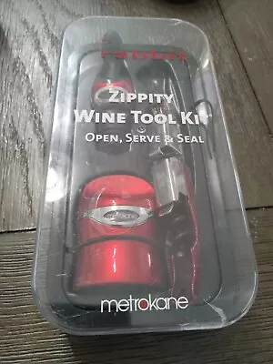Rabbit Zippity Wine Tool Kit Metrokane Open Serve And Seal -Red • $12.50