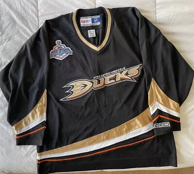 VTG Anaheim Ducks Jersey Stanley Cup 2007 CCM NHL Official Jersey Size XL Black • $110