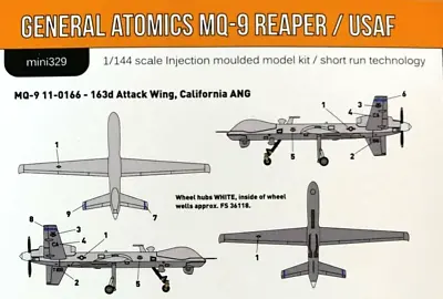 1/144 UAV Drone : General Atomics MQ-9 Reaper [USAF] #mini329 : MINIWING • $14.95
