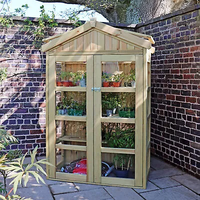 Wooden Tall Wall Lean To Greenhouse High Quality With 2 Doors And Top Vents • £849.95