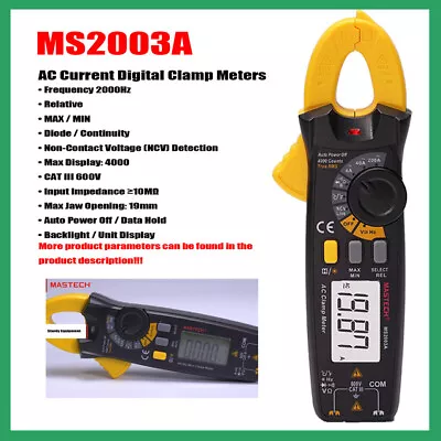 MASTECH MS2003A MS2003B MS2103A MS2103B AC Current Digital Clamp Meters True RMS • $27.59