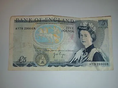 England/UK/Great Britain 5 Pound 1973-80 Circulated Banknote Queen Elizabeth • $11.25