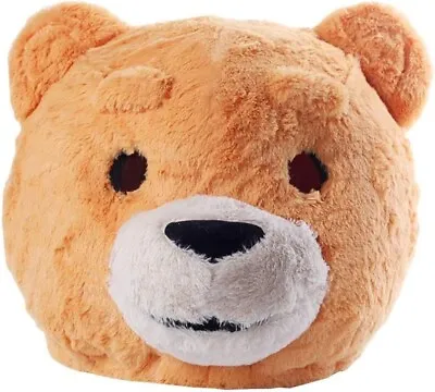 Light Brown Teddy Bear Costume Plush Animal Head Mask Costume Halloween Mascot • $34.99